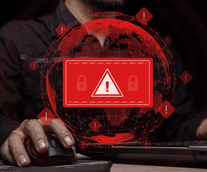 Pantalla con una alerta de seguridad informática