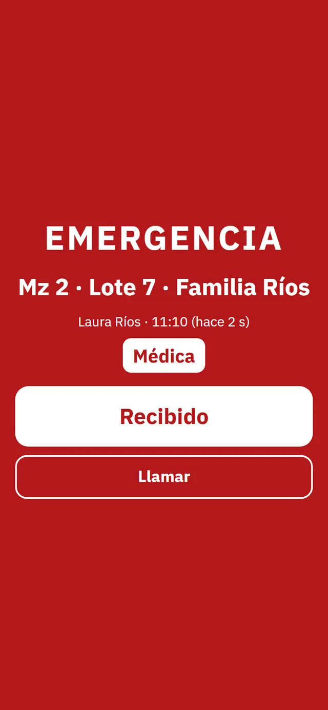 Alarma de emergencia a pantalla completa en la guardia