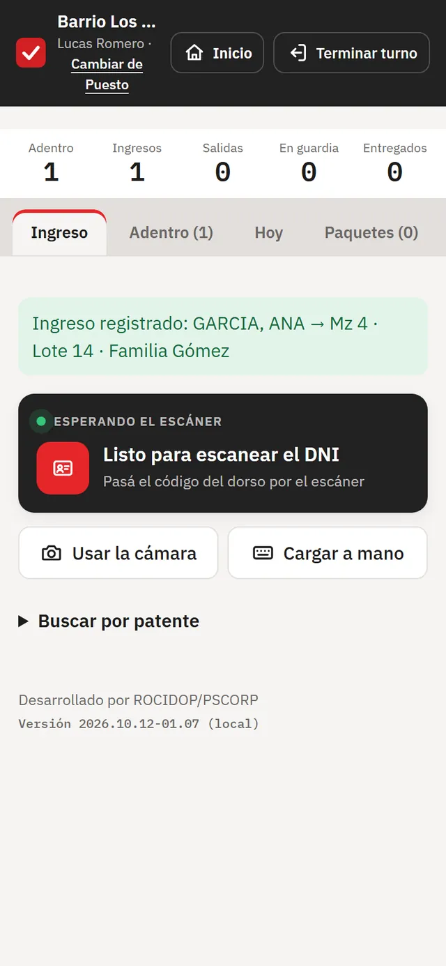 Aviso de ingreso registrado